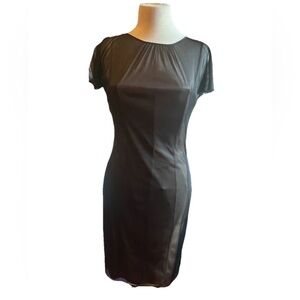 Vintage bcbg maxazria Midi dress Medium Y2K Sheer Lined Boned Flutter Sleeve